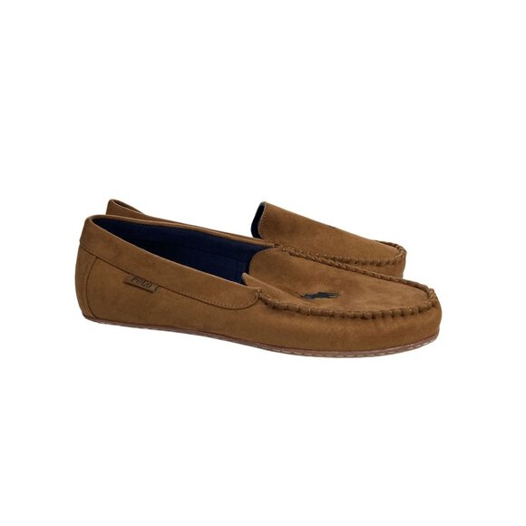 Polo Ralph Lauren mens Size 13 Brown collins moccasin Embroidered Logo slipper - Picture 5 of 8
